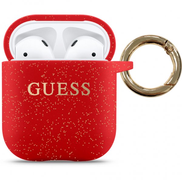 Guess AirPods (1/2) Kuori Glitter Punainen