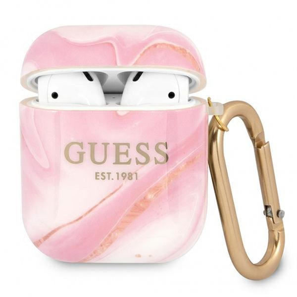 Guess AirPods (1/2) Kuori Shiny Marble Pinkki