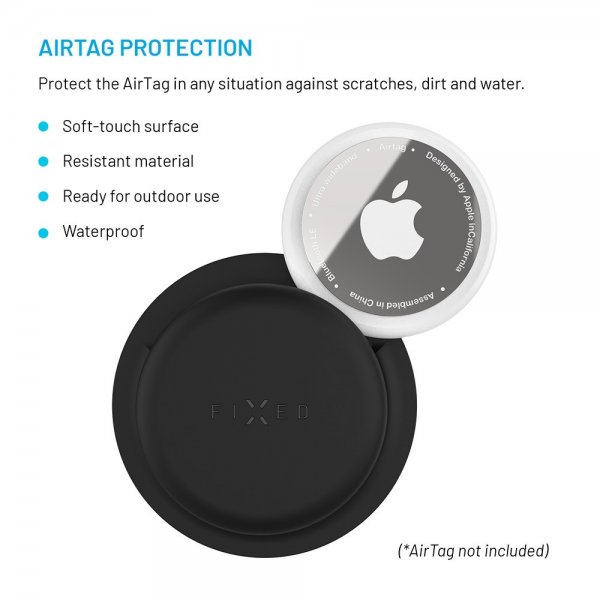 Kiinteä AirTag-pidike Silky Sticker 2-pakkaus Musta