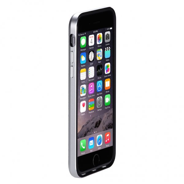 Just Mobile iPhone 6/6s AluFrame Leather -kuori, musta/hopea