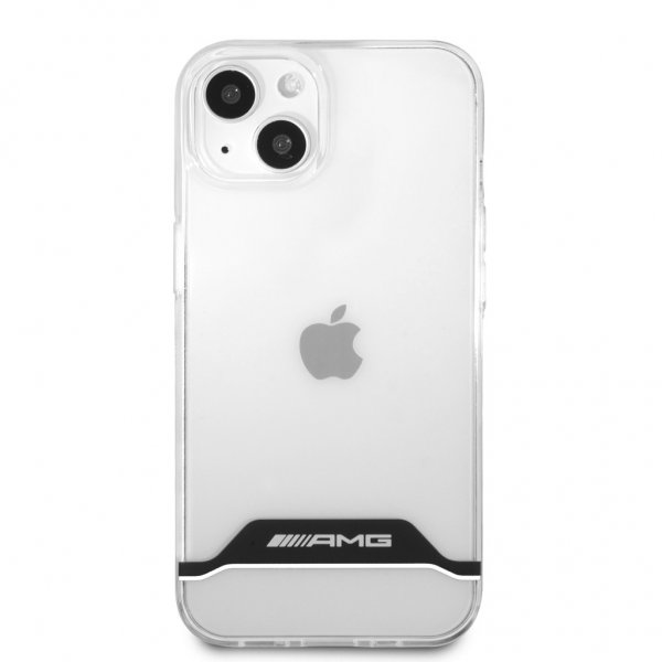 AMG iPhone 13 -kuori, elektroplatoitu, vaakasuorat raidat, valkoinen läpinäkyvä