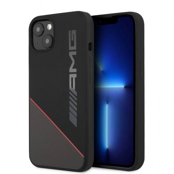 AMG iPhone 13 Mini -suojakuori nestemäistä silikonia, kaksisävyinen, musta