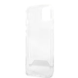 AMG iPhone 13 Mini -suojakuori, galvanoitu, vaakaraidallinen, valkoinen/läpinäkyvä