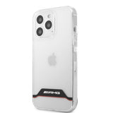 AMG iPhone 13 Pro Max -kuori, galvanoitu, vaakaraidoitettu, punainen, läpinäkyvä