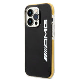 AMG iPhone 14 Pro -suojakuori logolla, musta/keltainen