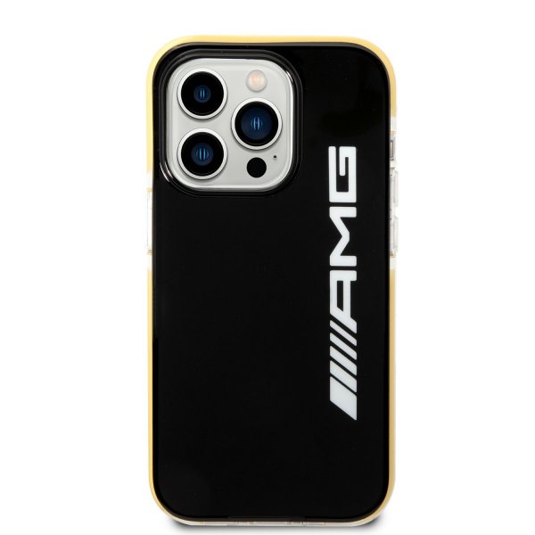 AMG iPhone 14 Pro -suojakuori logolla, musta/keltainen