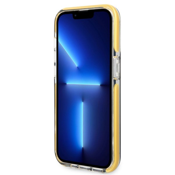 AMG iPhone 14 Pro -suojakuori logolla, musta/keltainen