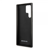 AMG Samsung Galaxy S22 Ultra Suojakuori Nahkainen hiilikuituraita Musta