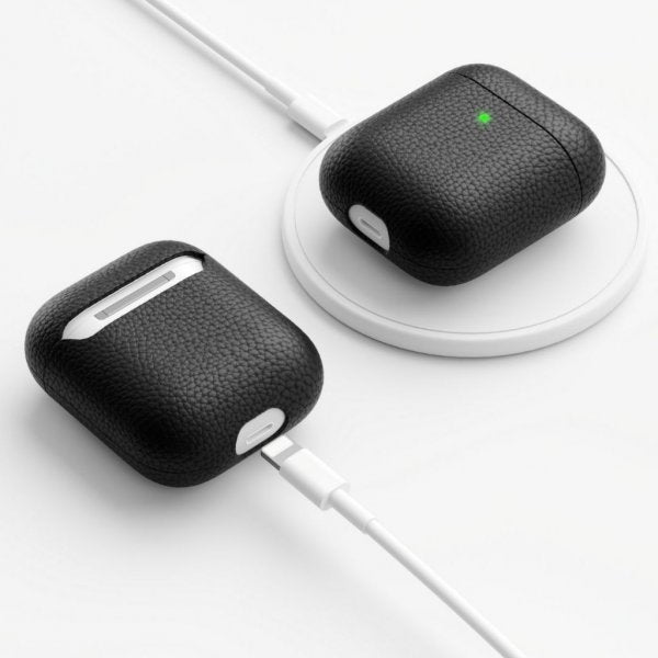 KeyBudz AirPods (1/2) Kotelo PodSkinz, aitoa nahkaa, musta