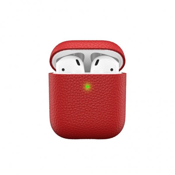KeyBudz AirPods (1/2) Kotelo PodSkinz Aitoa nahkaa Punainen