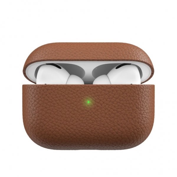 KeyBudz AirPods Pro -kotelo, PodSkinz, aitoa nahkaa, ruskea