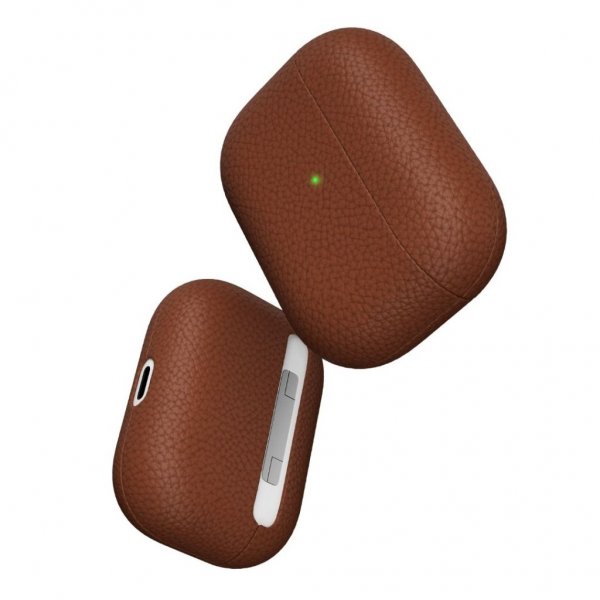 KeyBudz AirPods Pro -kotelo, PodSkinz, aitoa nahkaa, ruskea