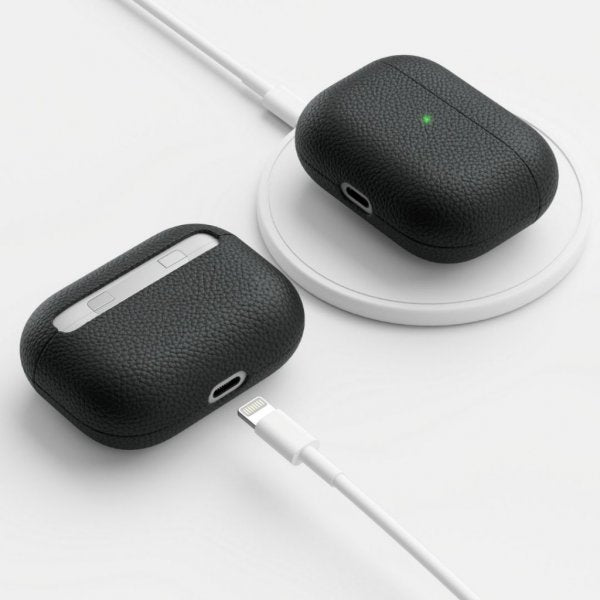 KeyBudz AirPods Pro -kotelo PodSkinz, aitoa nahkaa, musta