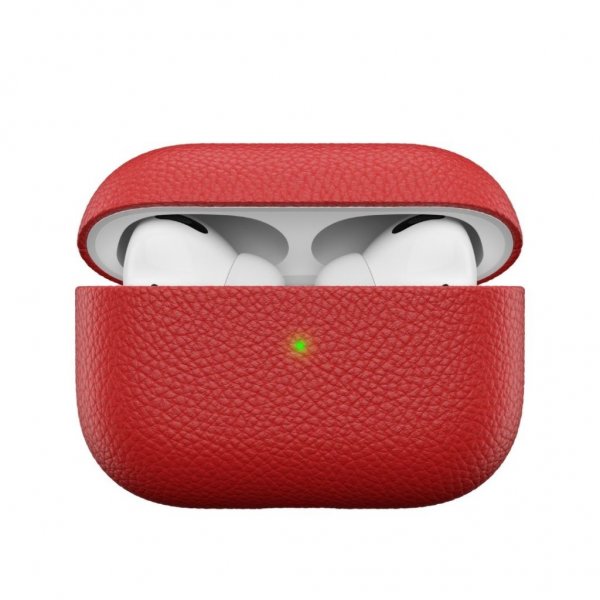 KeyBudz AirPods Pro -kotelo, PodSkinz, aitoa nahkaa, punainen