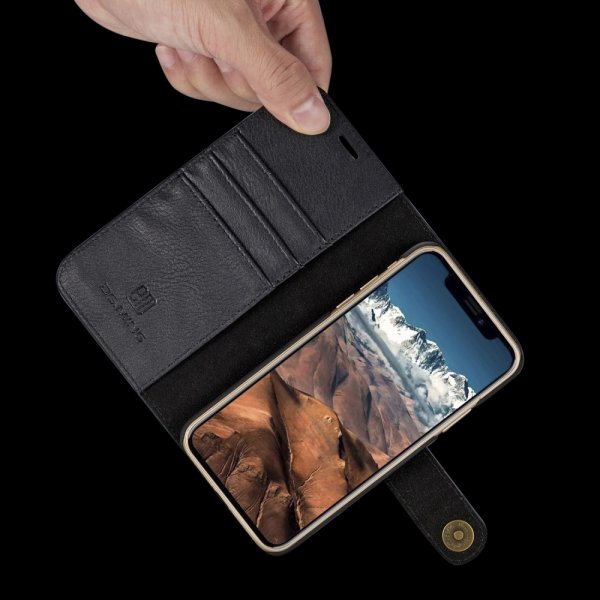 Dg.Ming iPhone X/Xs Lompakkokotelo Irrotettava Kuori Musta