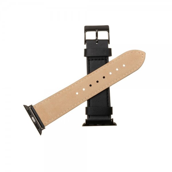 Fixed Apple Watch 38/40/41/42mm ranneke nahkaranneke musta