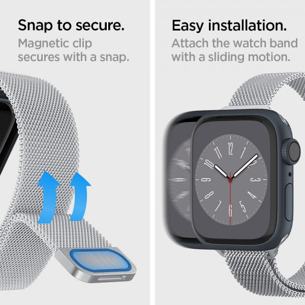 Spigen Apple Watch 38/40/41/42mm ranneke Metal Fit, hopea