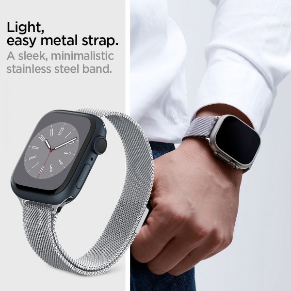 Spigen Apple Watch 38/40/41/42mm ranneke Metal Fit, hopea