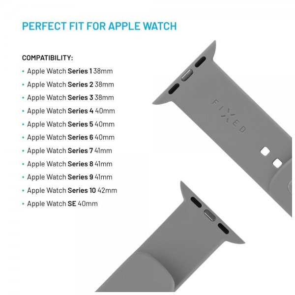 Kiinteä Apple Watch 38/40/41/42mm ranneke silikoni urheilullinen hihna harmaa