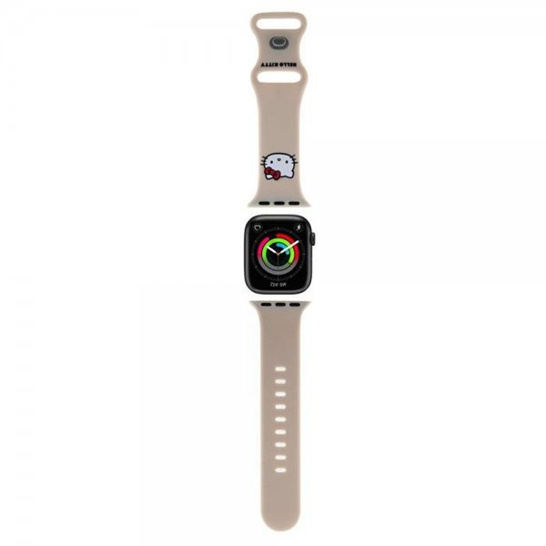 Hello Kitty Apple Watch 38/40/41/42mm ranneke, nestemäinen silikoni, beige