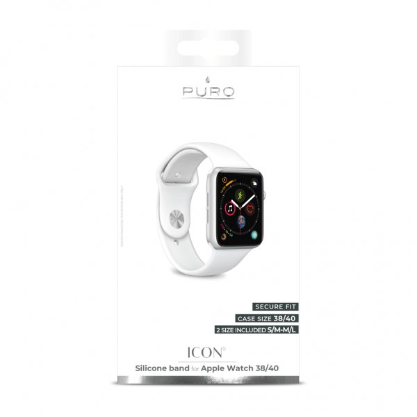 Puro Apple Watch 38/40/41/42mm ranneke ICON silikoniranneke valkoinen