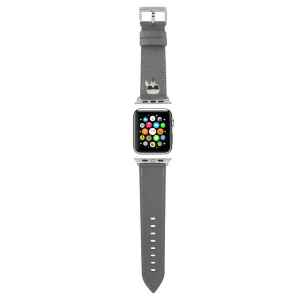 Karl Lagerfeld Apple Watch 38/40/41mm ranneke Saffiano Silver