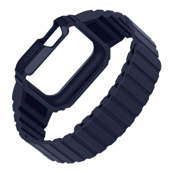 Apple Watch 40/41mm ranneke ja kuori, silikonia, magneettikiinnitys, sininen