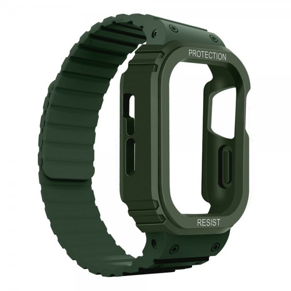 Apple Watch 40/41mm ranneke kotelolla, silikoni, magneettikiinnitys, vihreä