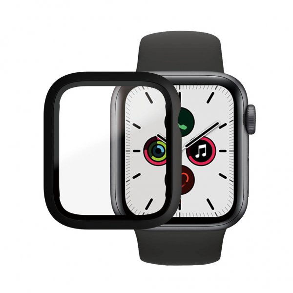 PanzerGlass Apple Watch 40mm (Series 4/5/6/SE) kuori ja näytönsuoja, täysi suoja, musta