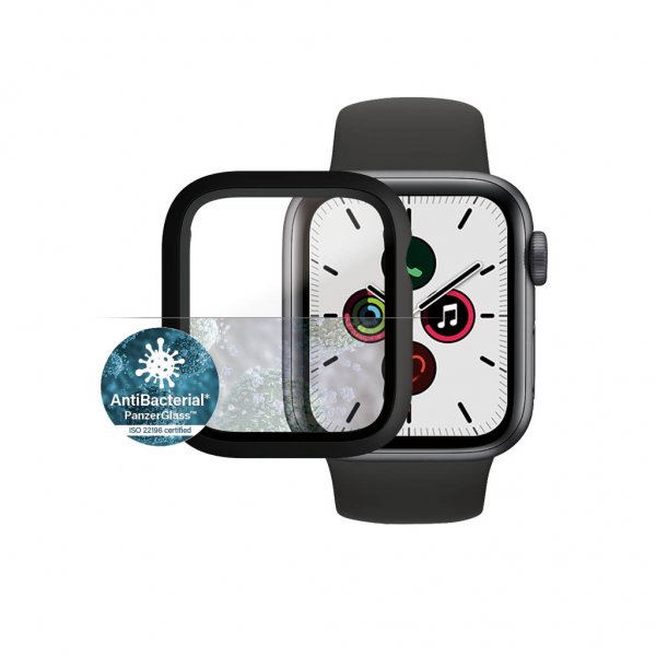 PanzerGlass Apple Watch 40mm (Series 4/5/6/SE) kuori ja näytönsuoja, täysi suoja, musta