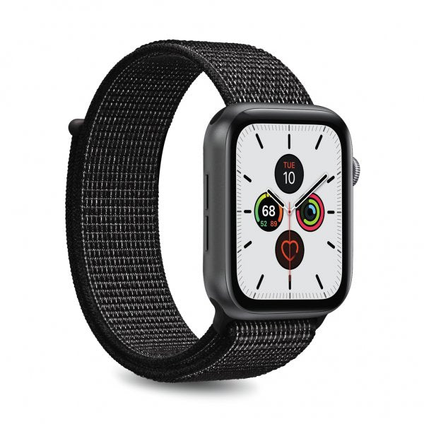 Puro Apple Watch 44/45/46mm/Apple Watch Ultra Sport Band -ranneke, musta