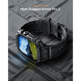 Spigen Apple Watch 42mm (sarja 10/11) Rugged Armor Pro 2 ranneke Mattamusta