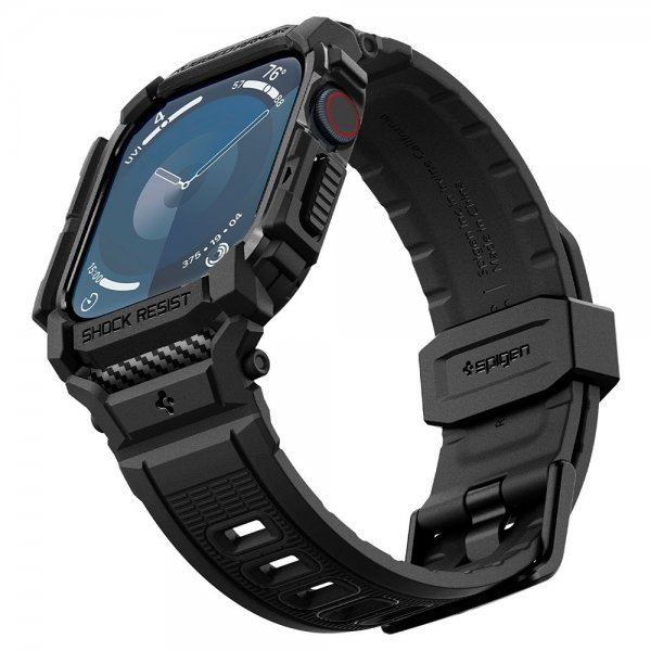Spigen Apple Watch 42mm (Series 10/11) ranneke ja suojakuori Rugged Armor Pro Matte Black