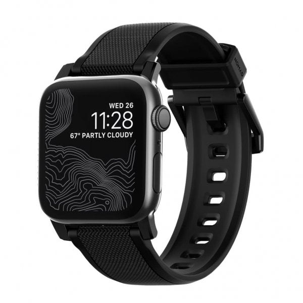 Nomad Apple Watch 44/45/46 mm/Apple Watch Ultra -ranneke Rugged Band Black Hardware Musta