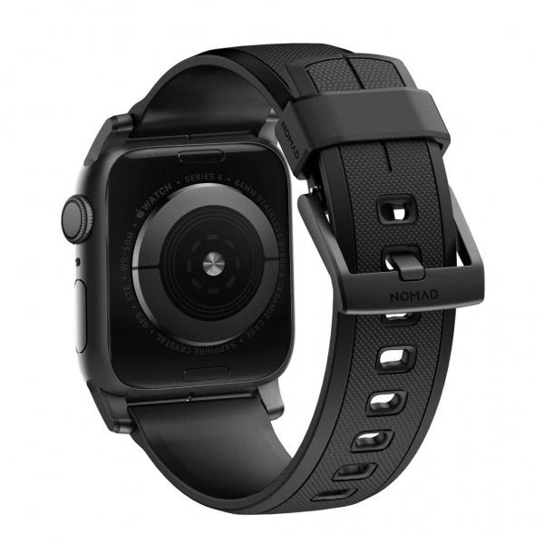 Nomad Apple Watch 44/45/46 mm/Apple Watch Ultra -ranneke Rugged Band Black Hardware Musta