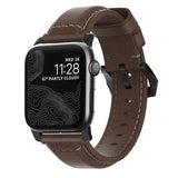 Nomad Apple Watch 44/45/46mm/Apple Watch Ultra -ranneke Traditional Band Black Hardware Rustic Brown