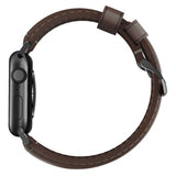 Nomad Apple Watch 44/45/46mm/Apple Watch Ultra -ranneke Traditional Band Black Hardware Rustic Brown