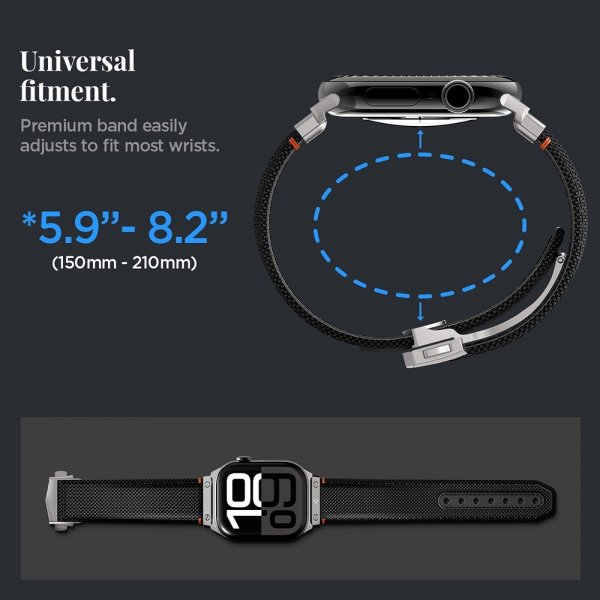 Spigen Apple Watch 44/45/46mm/Ultra 49mm ranneke Classic Fit Musta