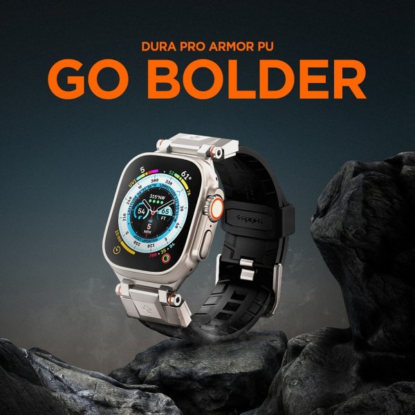 Spigen Apple Watch 44/45/46mm/Ultra 49mm ranneke DuraPro Armor PU musta
