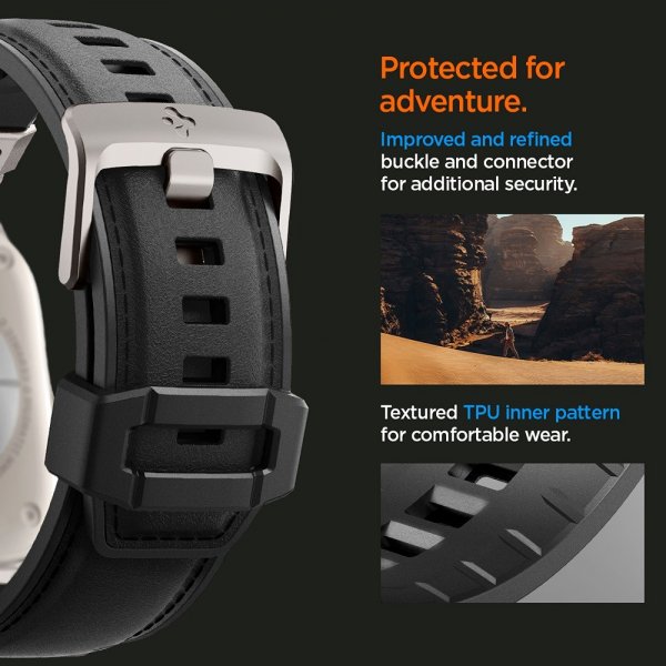 Spigen Apple Watch 44/45/46mm/Ultra 49mm ranneke DuraPro Armor PU musta