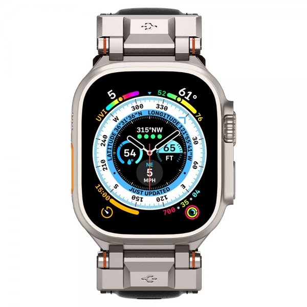 Spigen Apple Watch 44/45/46mm/Ultra 49mm ranneke DuraPro Armor PU musta