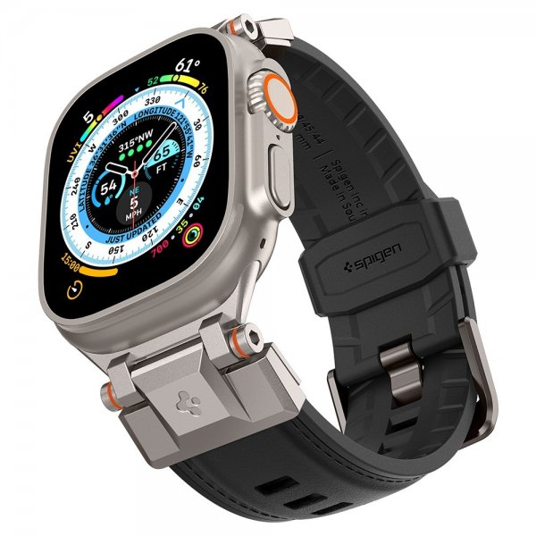 Spigen Apple Watch 44/45/46mm/Ultra 49mm ranneke DuraPro Armor PU musta