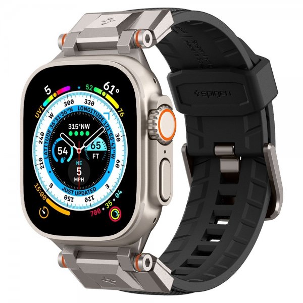 Spigen Apple Watch 44/45/46/49mm ranneke DuraPro Armor Musta