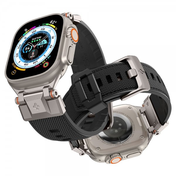 Spigen Apple Watch 44/45/46/49mm ranneke DuraPro Armor Musta