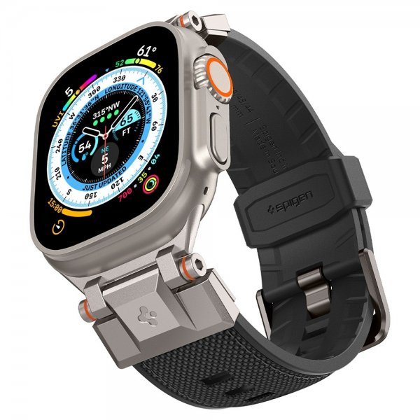 Spigen Apple Watch 44/45/46/49mm ranneke DuraPro Armor Musta