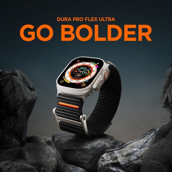 Spigen Apple Watch 44/45/46mm/Ultra 49mm ranneke DuraPro Flex Musta