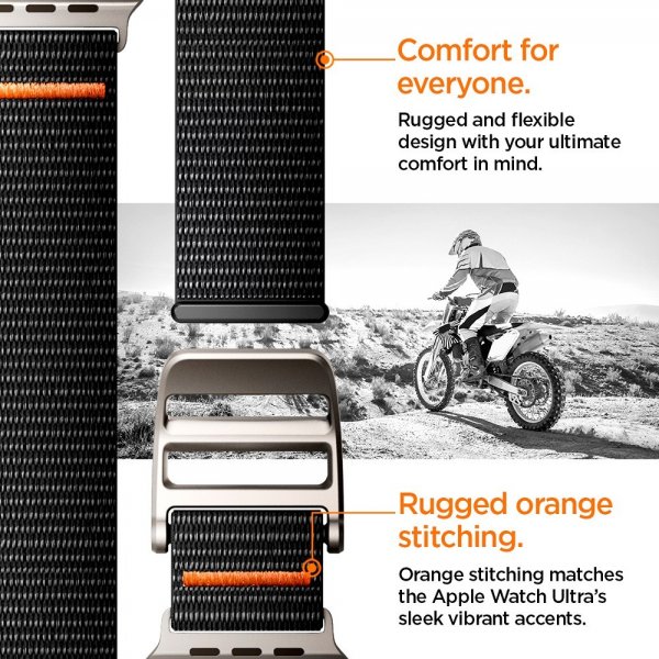 Spigen Apple Watch 44/45/46mm/Ultra 49mm ranneke DuraPro Flex Musta