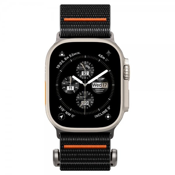 Spigen Apple Watch 44/45/46mm/Ultra 49mm ranneke DuraPro Flex Musta