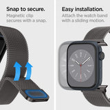 Spigen Apple Watch 44/45/46mm/Ultra 49mm -ranneke, Metal Fit Graphite