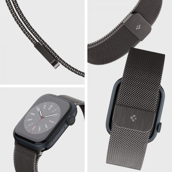 Spigen Apple Watch 44/45/46mm/Ultra 49mm -ranneke, Metal Fit Graphite